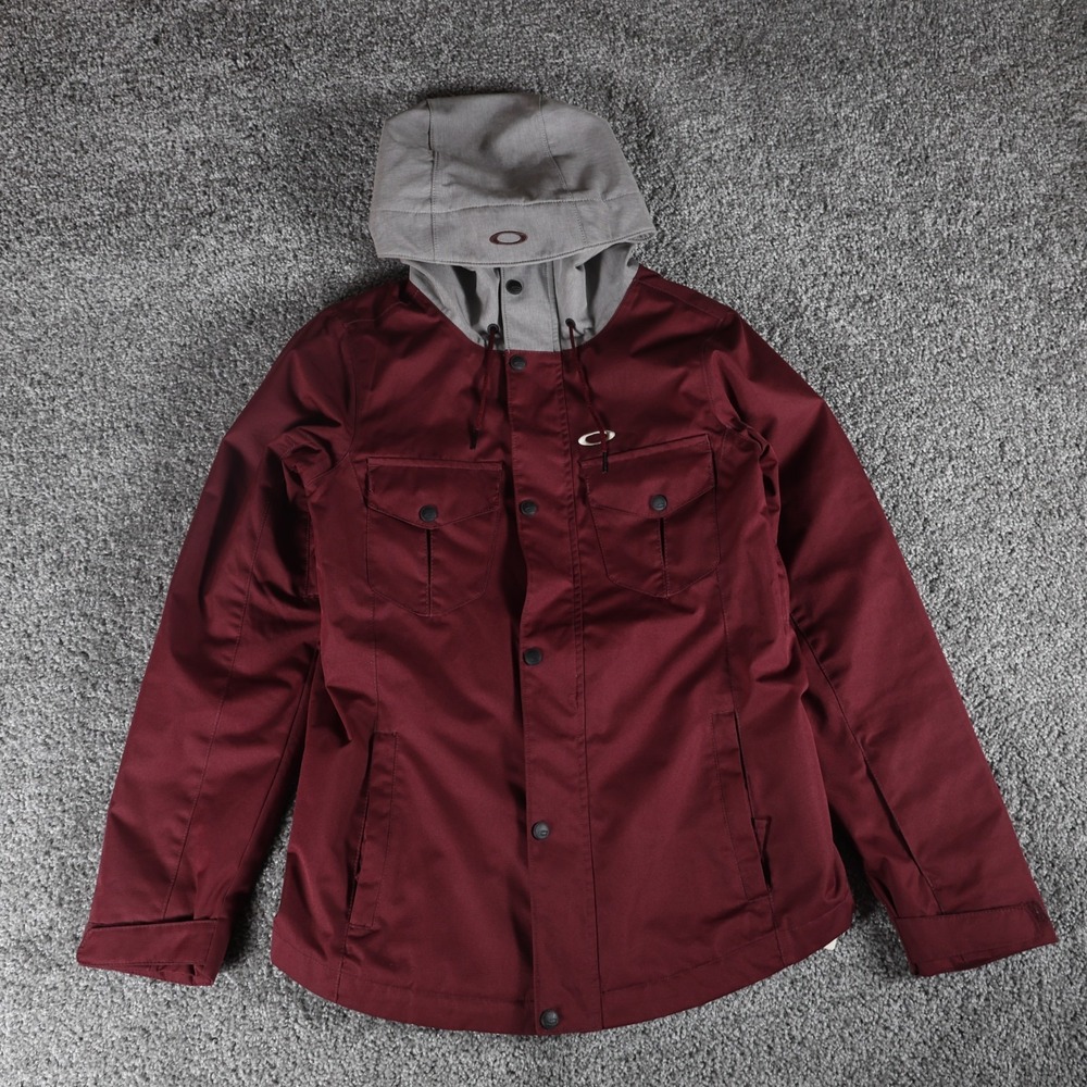 Oakley XS Snowboard Jacket Burgundy FN Dry 10K BioZone Hooded Ski Coat